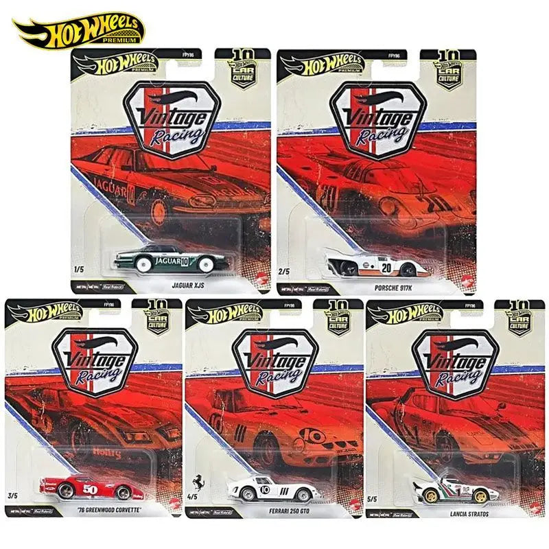 Hot Wheels Premium Series Car Culture FPY86 VR Vintage Racing Porsche 917K Ferrari 250 GTO Jaguar XJS Car Models Die-Cast Toy