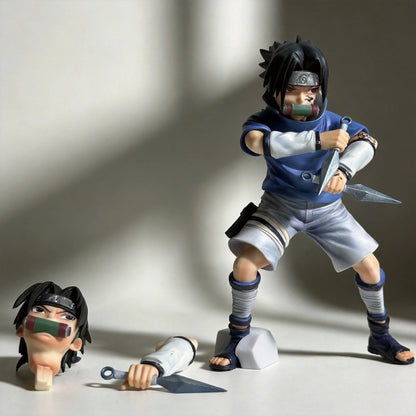 New 18.5cm Naruto Anime Figure Uchiha Sasuke Figurine Collectible Kagebunsin No Jyutu Pvc Statue Model For Boy Room Ornament Toy