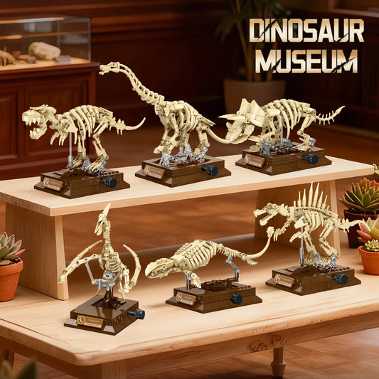 2026 New MOC Dinosaur Skeleton Models: T-Rex, Triceratops, Mosasaur, Pterosaur Fossil Building Kit, Gift for Boys & Collectors