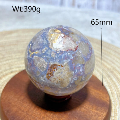 Natural Crystal Blue Flowe Agate Sphere Druzy Geode Painting Gemstones Mineral Energy Home Decorations Room Decor Gift