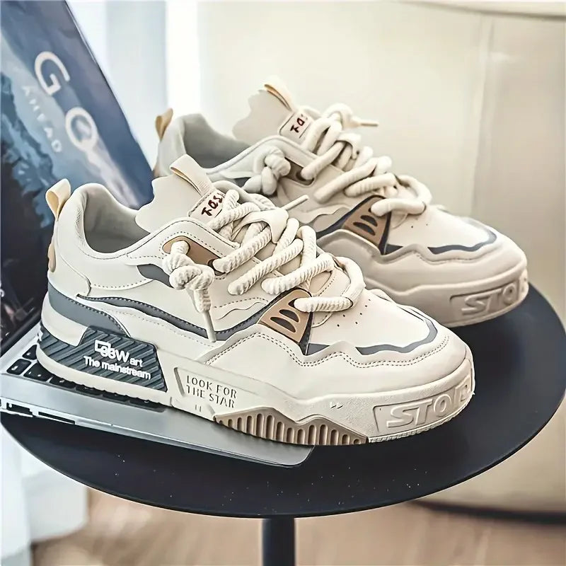1 Pair of Men's Sports and Casual Shoes, Outdoor Versatile Flat Shoes, Trendy Vacation Casual Shoes