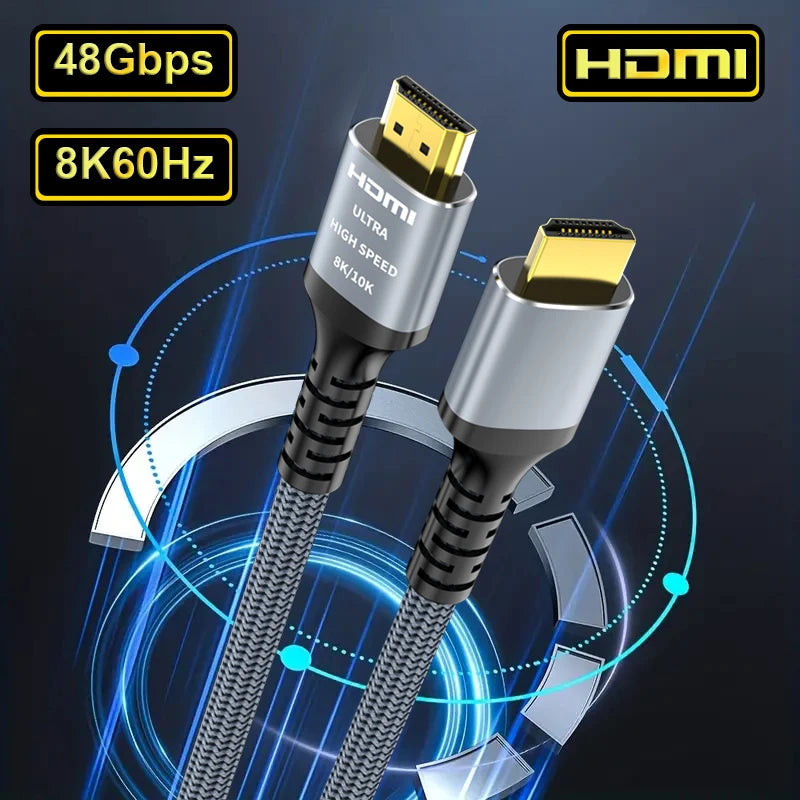 MIZIQIER Long 8K HDMI 2.1 Cables,  48Gbps Ultra High Speed Braided Cord-4K@120Hz 8K@60Hz for Roku TV/PS5/PS4/HDTV/RTX 3080 3090