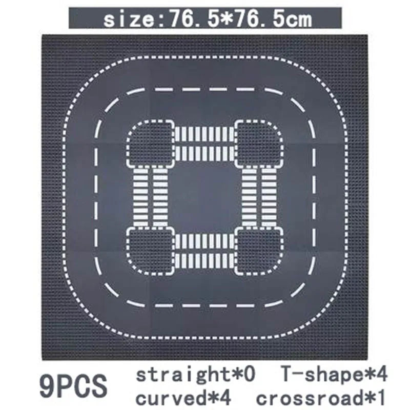 City Road Street Baseplate Straight Crossroad Curve T-Junction Building Blocks Base Plates Construction for Children Kids
