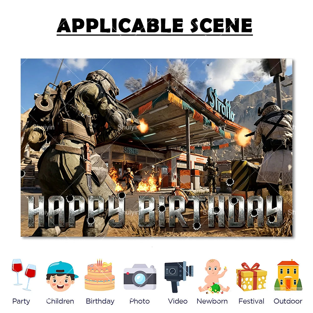 Call of Duty Theme Backdrop Kids Birthday Decorations Party Supplies Banner Poster Stimulating Game Boys Favor Gifts Photo Props