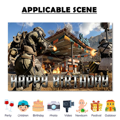Call of Duty Theme Backdrop Kids Birthday Decorations Party Supplies Banner Poster Stimulating Game Boys Favor Gifts Photo Props
