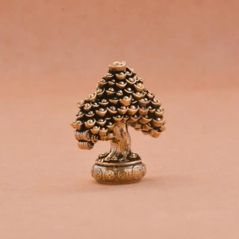 【ZYAA-1】Brass Fortune Tree Ornaments Potted Tree Ingot Tree Retro Brass Ornaments Living Room Office Desktop Sculpture