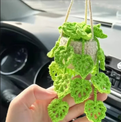 Handmade Crochet Car Styling Plants Succulent Car Plant Ornamentos Decoration Interior Accersories Cute Gift for Women