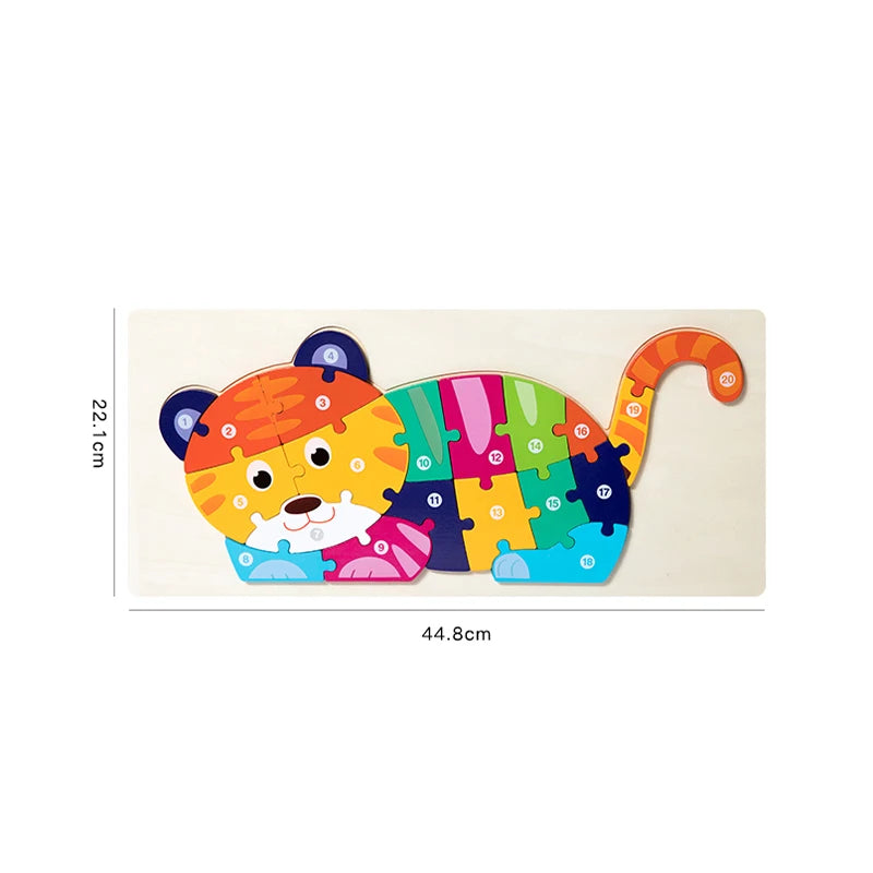 High Quality Large Animal 3D Wooden Puzzle Baby Cartoon Animal Jigsaw Early Learning Cognition Game Puzzle Toys for Children