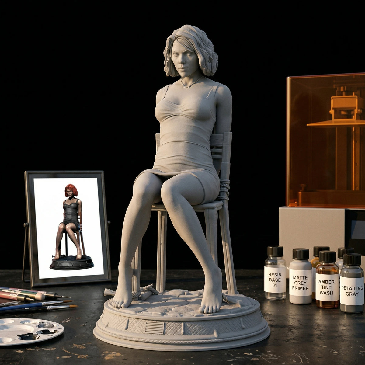 1/18 1/12 Natasha sit Unpainted Unassembled 3D Printing Model Garage Kits (Requires Painting and Assembly)