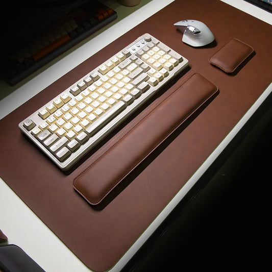 Desk Mat Waterproof PU Mouse Pad Large Mousepad Laptop Non-slip Desk Pad Keyboard Mats Mouse Mat Mouse Wrist Guard Three Pieces