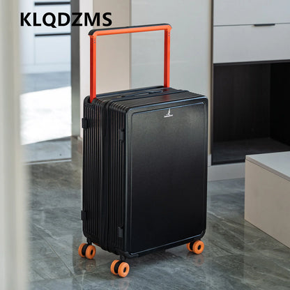 KLQDZMS Suitcase Women's Zipper Boarding Box Men's Aluminum Frame Trolley Case 20"24"26"28 Inch Large Capacity Travel Luggage