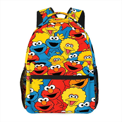 Cartoon Elmo Big Bird Full Print Backpack Sesame Street Schoolbag Outdoor Travel Rucksack Gift
