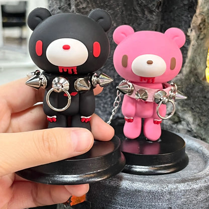 Kawaii Gloomy Bear Mori Chack Figure Goth Punk Spiked Collar Bloody Bear Statue Pink Black Desktop Decor Ornament Car Gift Y2K