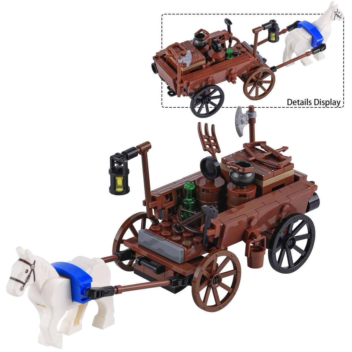 MOC Notice Board Building Blocks Bee Farm Fountain Bonfire Stove Medieval Town Street View Water Wall Bridge Road Sign Brick Toy
