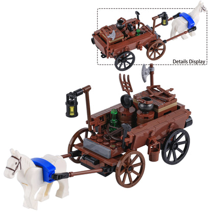 MOC Notice Board Building Blocks Bee Farm Fountain Bonfire Stove Medieval Town Street View Water Wall Bridge Road Sign Brick Toy