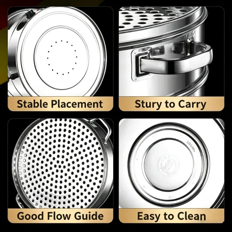 Composite Bottom 48CM Large Electric Food Steamers Thickened Healthy Cooker with Anti-Dry Burn for Home Commercial Kitchen 220V