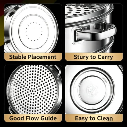 Composite Bottom 48CM Large Electric Food Steamers Thickened Healthy Cooker with Anti-Dry Burn for Home Commercial Kitchen 220V