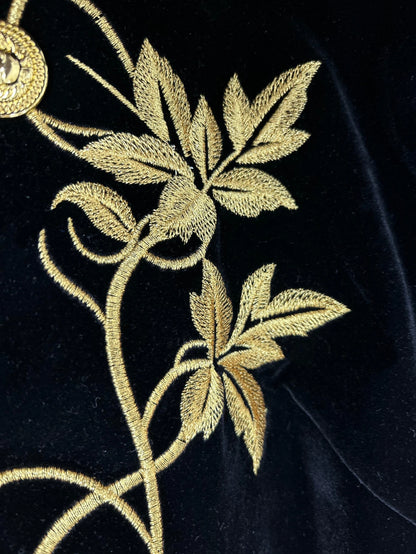 Modigirl Woman Fall Winter Gold Embroidered Jackets 2026 New Velvet Long Sleeve Round Neck Button Christmas Holiday Ladies Coat