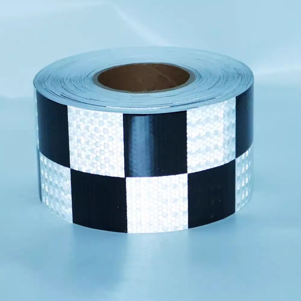 PVC Reflective Sticker Square Grid Checkered Pattern Reflector Tape Red Yellow Fluorescent White Reflect Film For Truck Car Road
