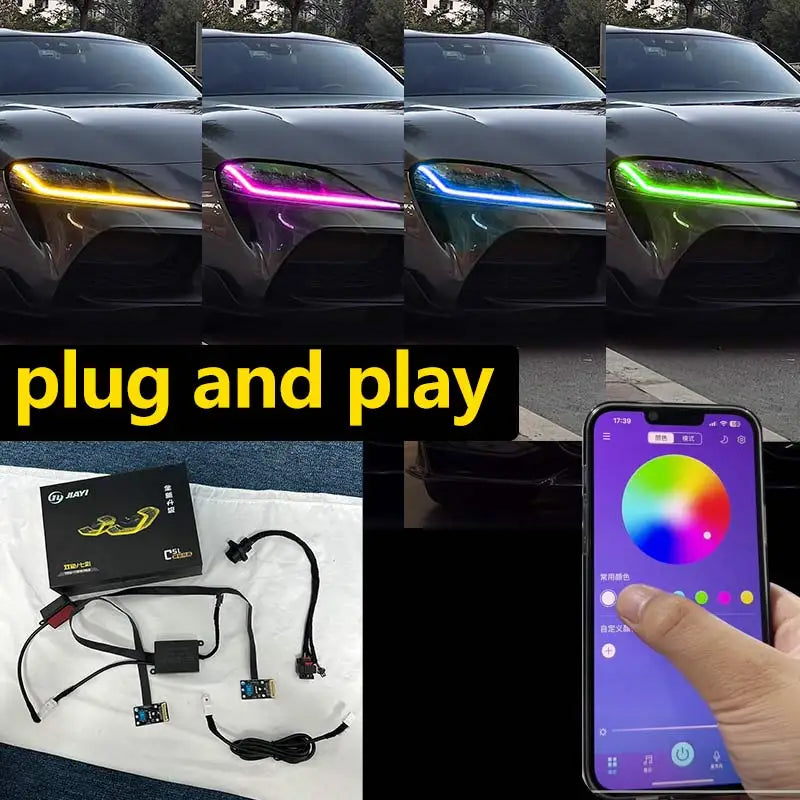 FOR Toyota GR Supra A90 A91 CSL Yellow RGB DRL Daytime Running Lights LED Panel Red, Blue, Lemon, Amber