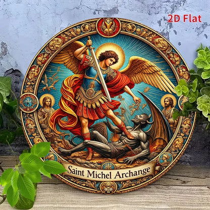 CIFBUY Retro Vintage Archangel Michael Aluminum Wall Art Weatherproof Durable Alloy Decor for Home Kitchen Cafe Prayer