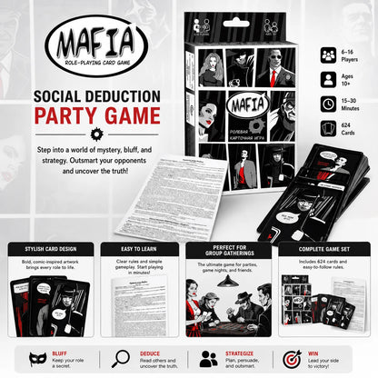 BestsellingKid-Approved MAFIA Card Game-Fun Role-Playing Interactive Game for Adults & Teens, Party Entertainment-RussianVersion