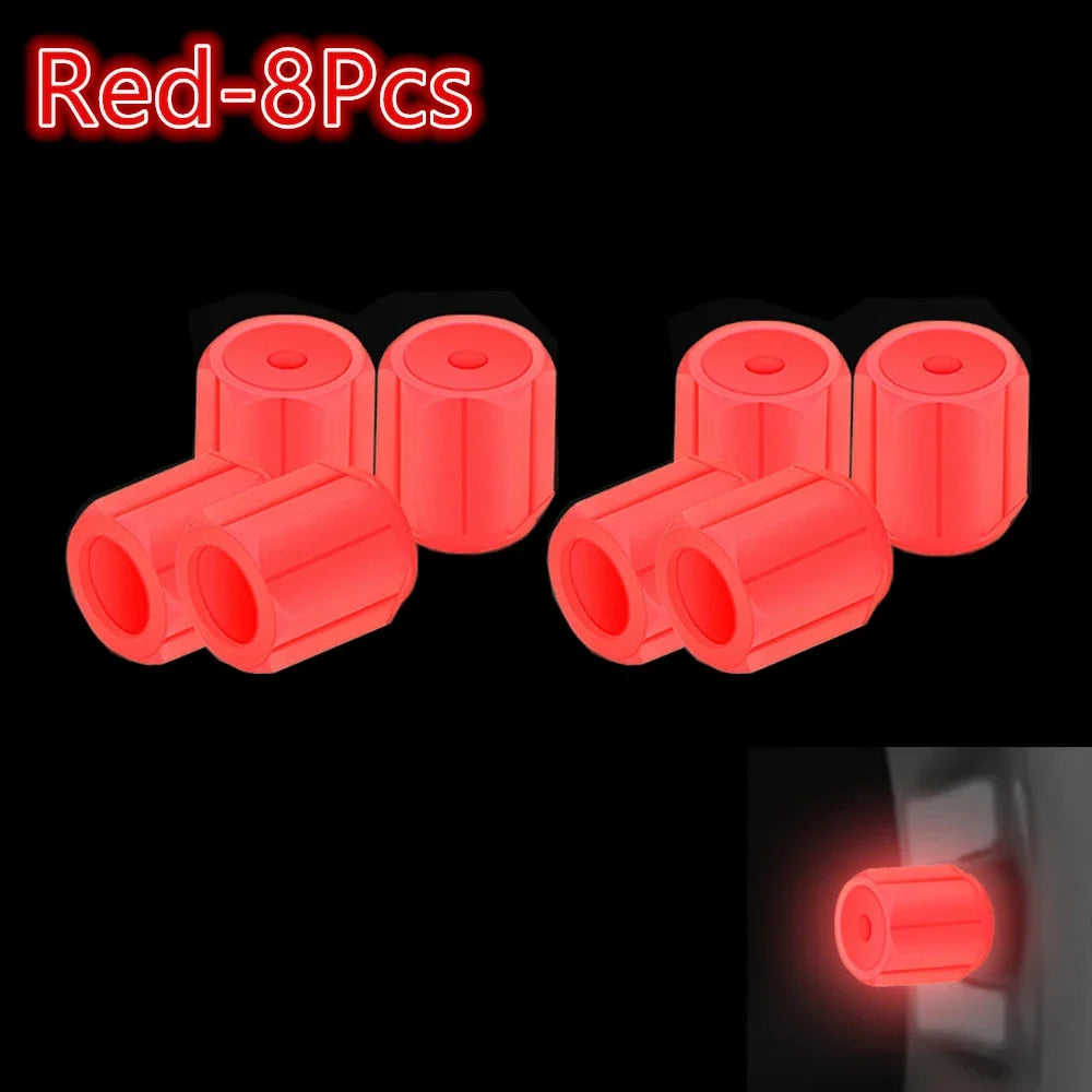 Luminous Tires Valve Caps Car Styling Universal Fluorescent Tire Valves Cap Car Motorcycle Bike Wheel Plug Tyre Hub Cover Decor