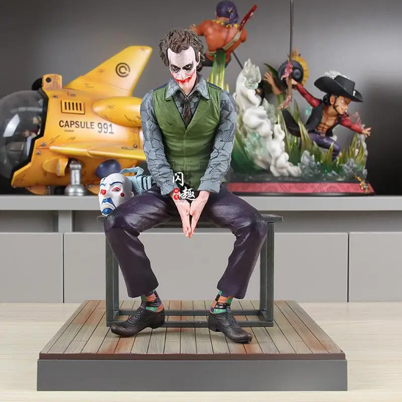 DC Comics Joker Heath Ledger Dark Knight Sitting Action Figure Desktop Collectible Model Decorative Statue For Comic Enthusiasts