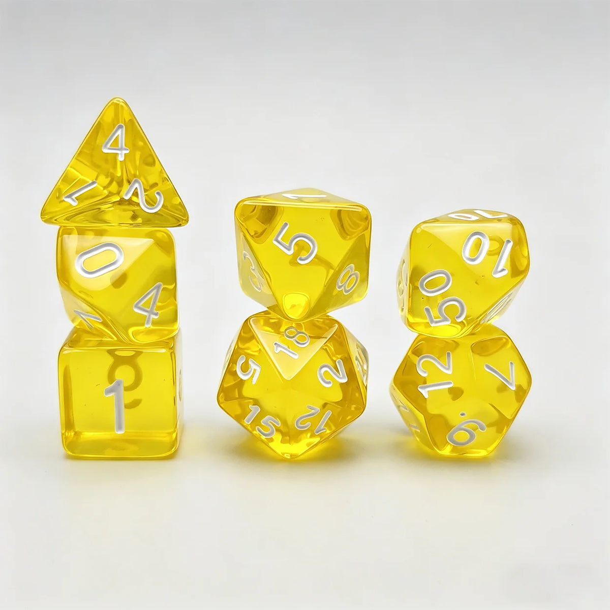 7 pcs Acrylic High-Grade Translucent Gemstone Green Polyhedral Board Game Dice, Classic and Beautiful, Dados
