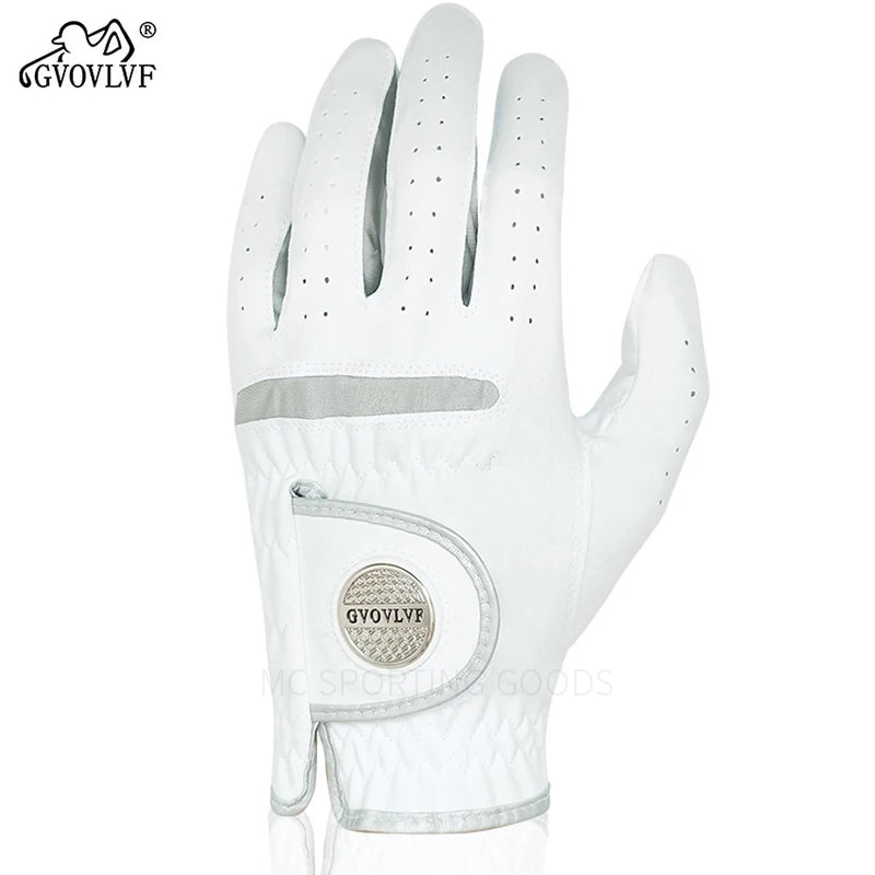 1pc Men's Golf Glove Micro Soft Fabric Breathable Golf Gloves With Magnetic  Marker Replaceable White Glove