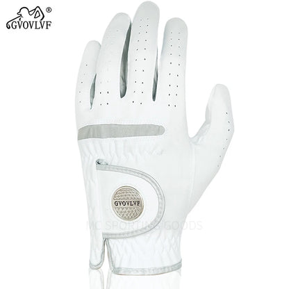 1pc Men's Golf Glove Micro Soft Fabric Breathable Golf Gloves With Magnetic  Marker Replaceable White Glove