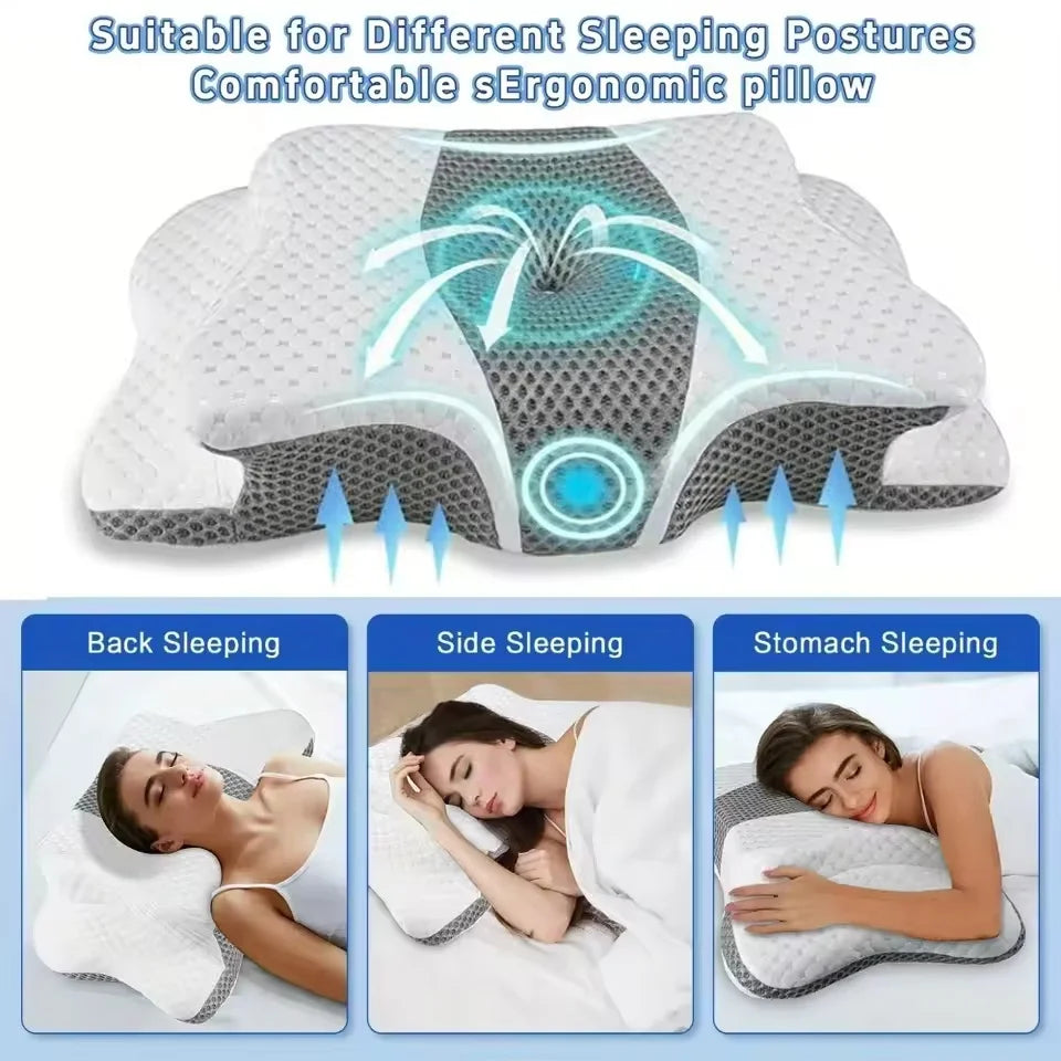 Ergonomic Butterfly Memory Neck Pillow 3-Point Support for Head Neck & Shoulders Removable Washable Cover Ideal for Comfort And