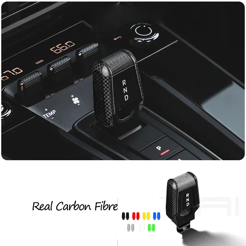 Car Carbon Fiber Gear Carmine Red Shift Lever Knob Trim Cover for Porsche 911 992 2020-2025 Replacement Modified Accessories