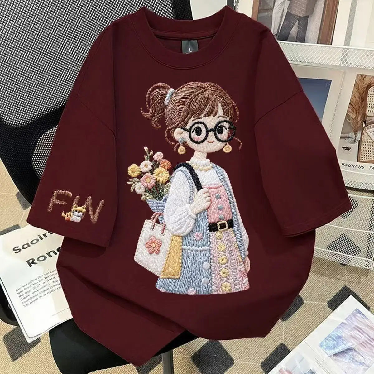 4-11T Summer Child Kids Girls Cotton Cartoon Short Sleeve T Shirt