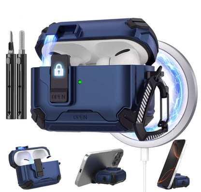 For AirPods 4 Generation Case Magnetic Automatic Lock with Phone Stand&Cleaning Kit for Airpods 4 with Active Noise Cancellation