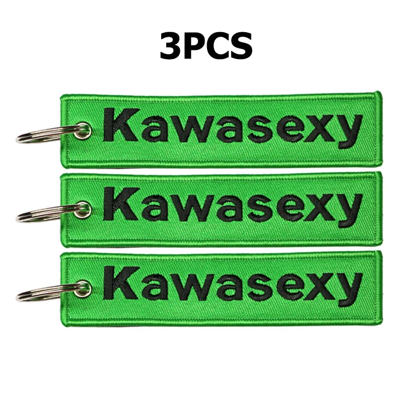 JDM Kawasexy Logo Key Chain For Kawasaki Motocycle Key Ring Cars Keychain Gifts Double Sided Embroidery Fashion Keychain