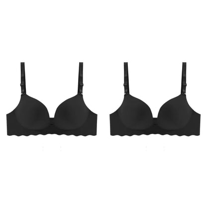 2PCS Women's Solid Color Wavy Edge Seamless Bras One-Piece Wire Free Sexy Push-Up Bra Female Fashion Comfortable Bras Lingerie