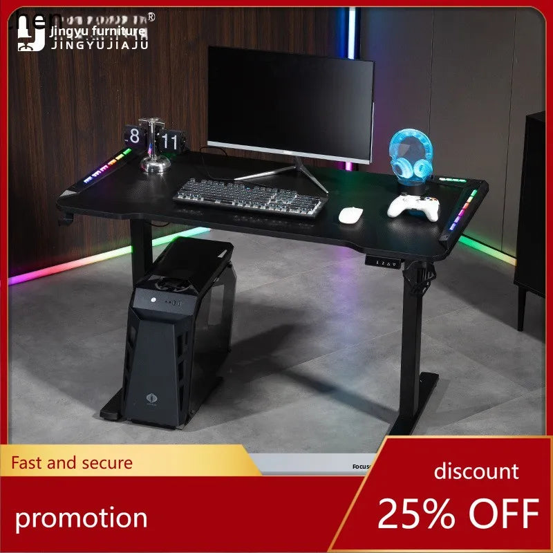 HXL Gaming Desk Electric Height-Adjustable Office Computer Desk Solid Wood Desk