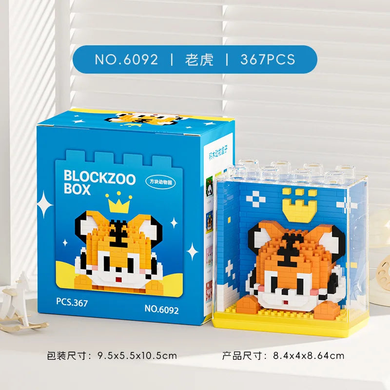 New Cute Zoo Series Fashionable Acrylic Display Box Micro-particle Assembled Building Blocks Toys Educational Gifts