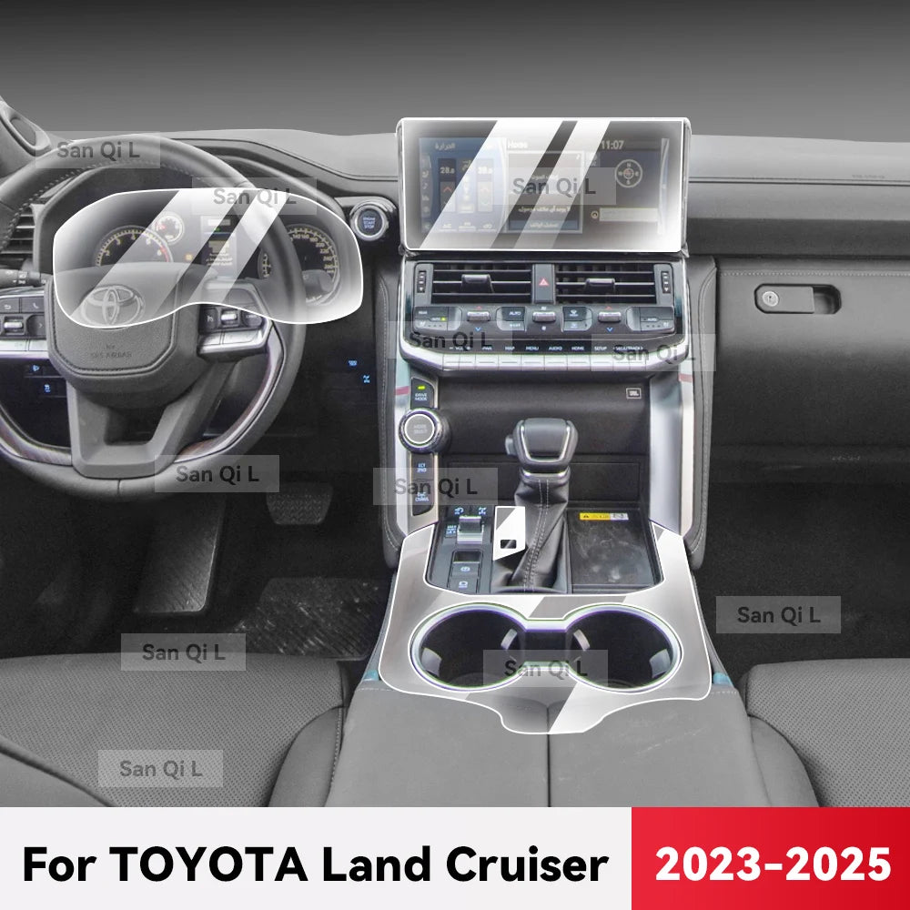 For TOYOTA Land Cruiser 2023-2025 TPU Car Navigation Screen Film Gearbox Protective Sticker Anti-scratch Interior Accessories