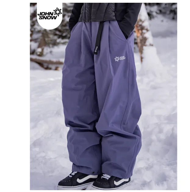 John Snow Winter Women And Men's Waterproof Ski Pants Outdoor High Quality Breathable Loose Snow Trousers Ski Snowboarding Pants