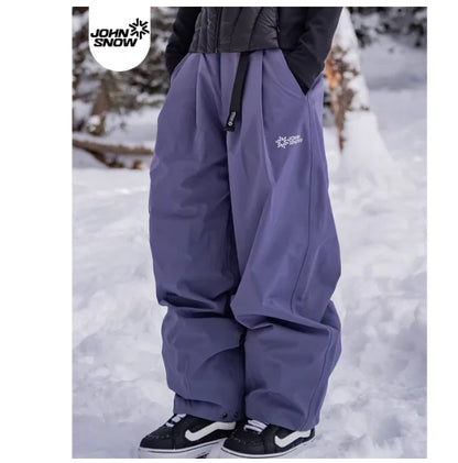 John Snow Winter Women And Men's Waterproof Ski Pants Outdoor High Quality Breathable Loose Snow Trousers Ski Snowboarding Pants