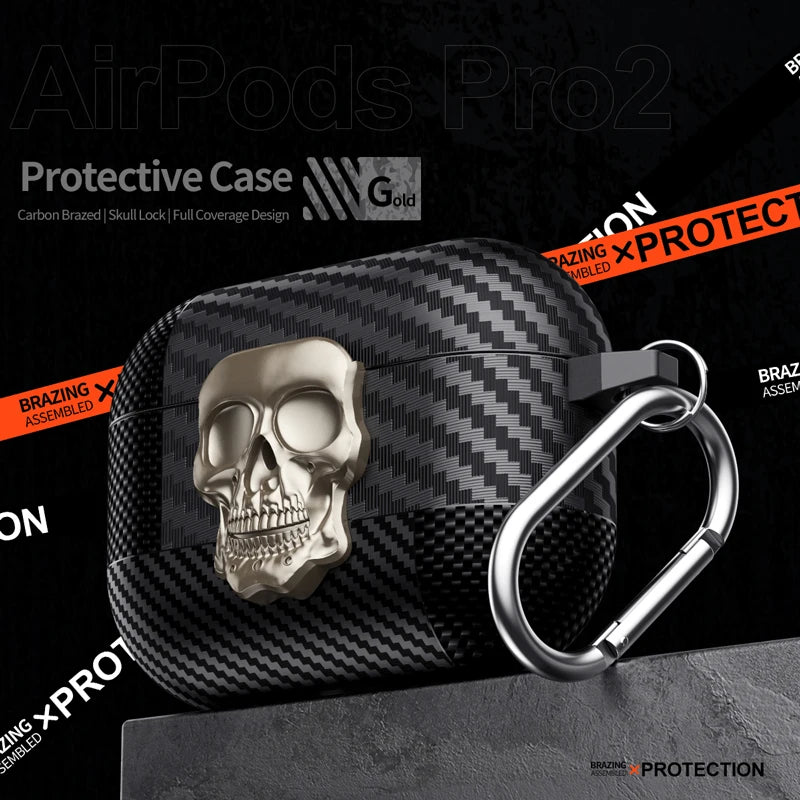 Magnetic Headphone Case with Hook, Durable Protective Cover, Thug Skull Series For Airpods Pro 3 2 1 and Airpods 4