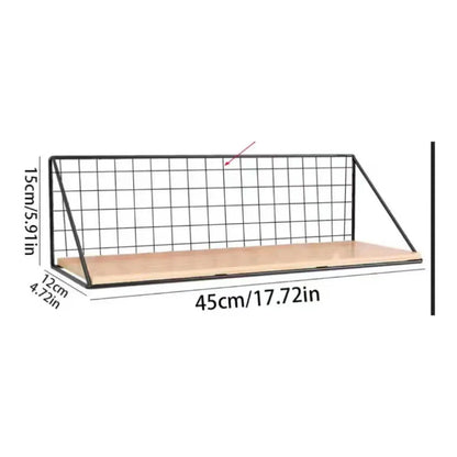 Floating Shelves Wall Mounted Wood Storage Display Shelf with Metal Wire Basket Hanging Rack for College Drom Bedroom Bathroom