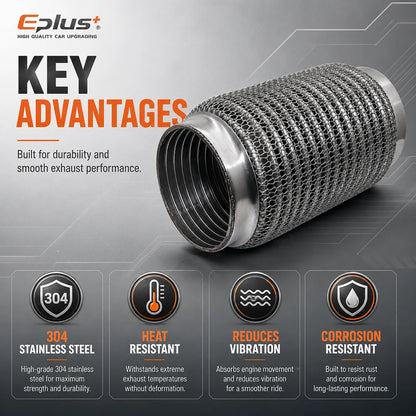Universal Automotive Chain Link Mesh Exhaust Hose Stainless Steel Braided Flexible Bellows for Car Exhaust System Replacement
