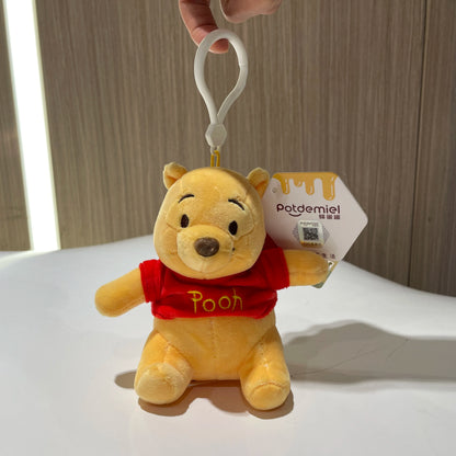 Genuine Disney Kawaii Winnie the Pooh Plush Doll Stitch Lotso Toy Story Cartoon Stuffed Anime Keychain Pendant Toys Kids Gift