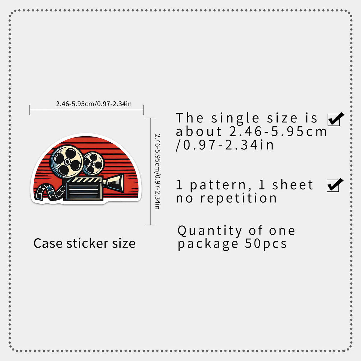 50/100PCS Retro Movie Stickers Fun Creative Projector Waterproof Decoration Refrigerator Storage Box Stickers