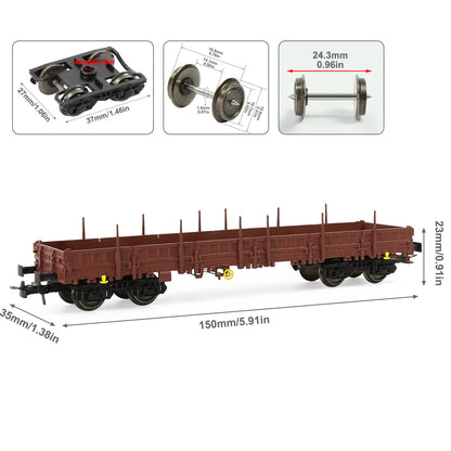 1 Unit Evemodel Trains - Painted Brown HO Scale 40' Low-side Car Model Wagon with Metal Wheels C8764