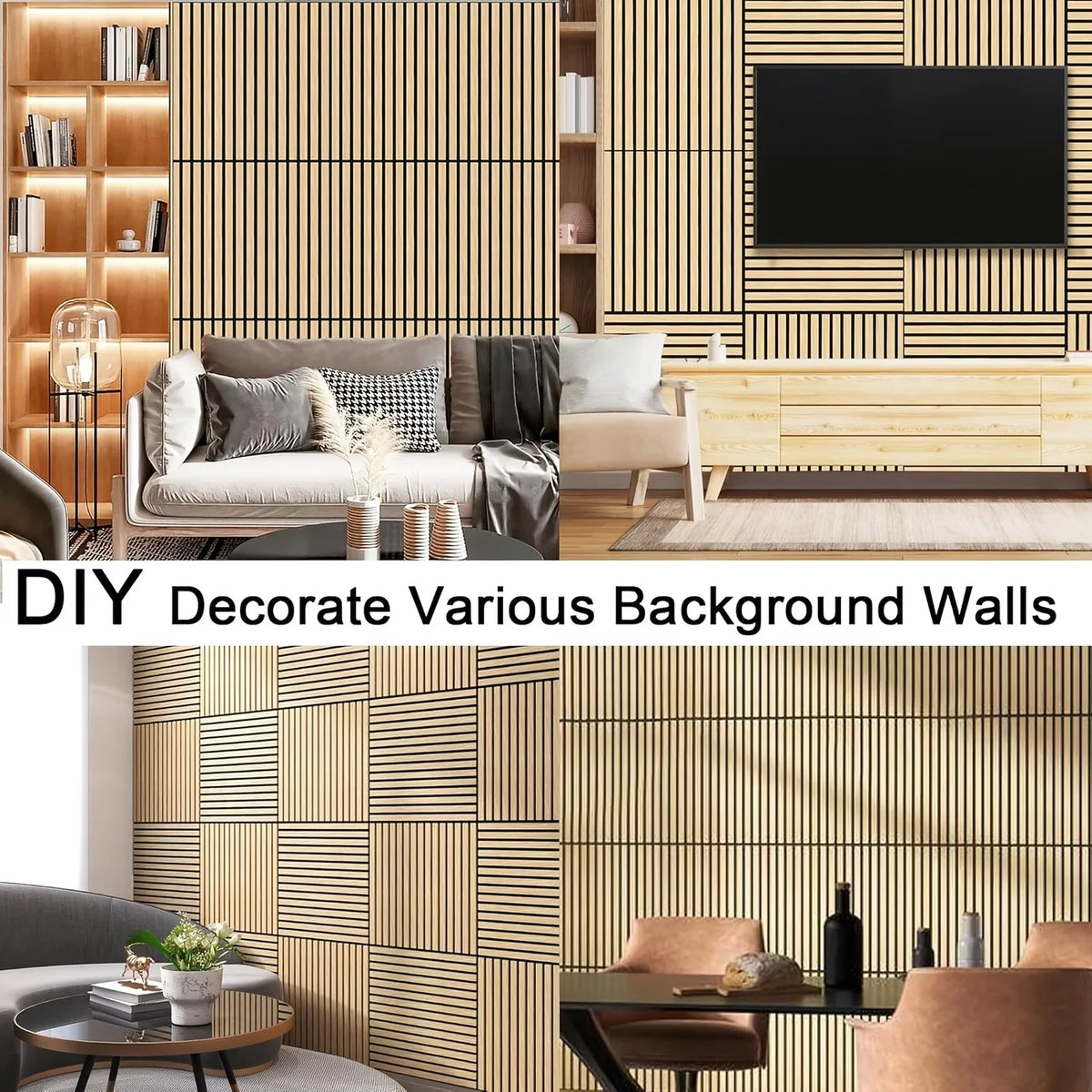 10pcs 30x30cm Peel and Stick Wood Slat Wall Panels| Decorative wall panels, self adhesive, living room, bedroom, not real wood
