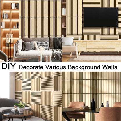 10pcs 30x30cm Peel and Stick Wood Slat Wall Panels| Decorative wall panels, self adhesive, living room, bedroom, not real wood